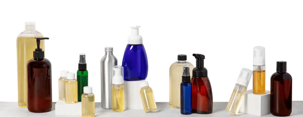 liquid soap manufacturer product lineup with bottles, pumps, and bulk packaging options for private label production